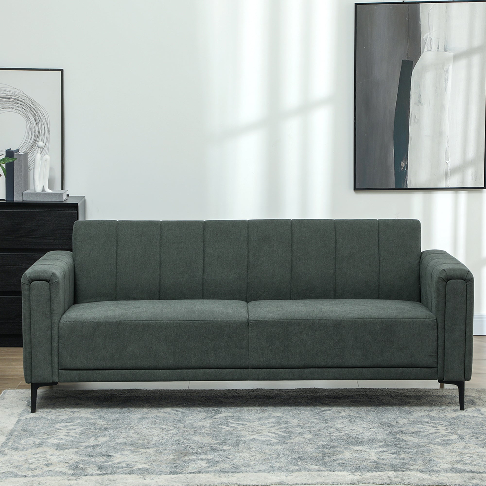 HOMCOM Three-Seater Relaxed Modern Sofa - Grey 