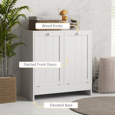 kleankin Double Hamper Laundry Storage Cabinet - White 