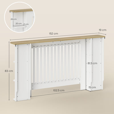 HOMCOM Radiator Cover with Open Storage Shelves, Vertical Slatted Cabinet Shelf Heater Cover for Living Room, Hallway, Large, White 