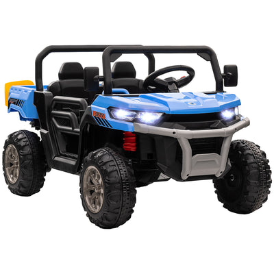 HOMCOM 12V 2 Seater Kids Electric Ride-On Car with Electric Bucket, Remote Control - Blue 
