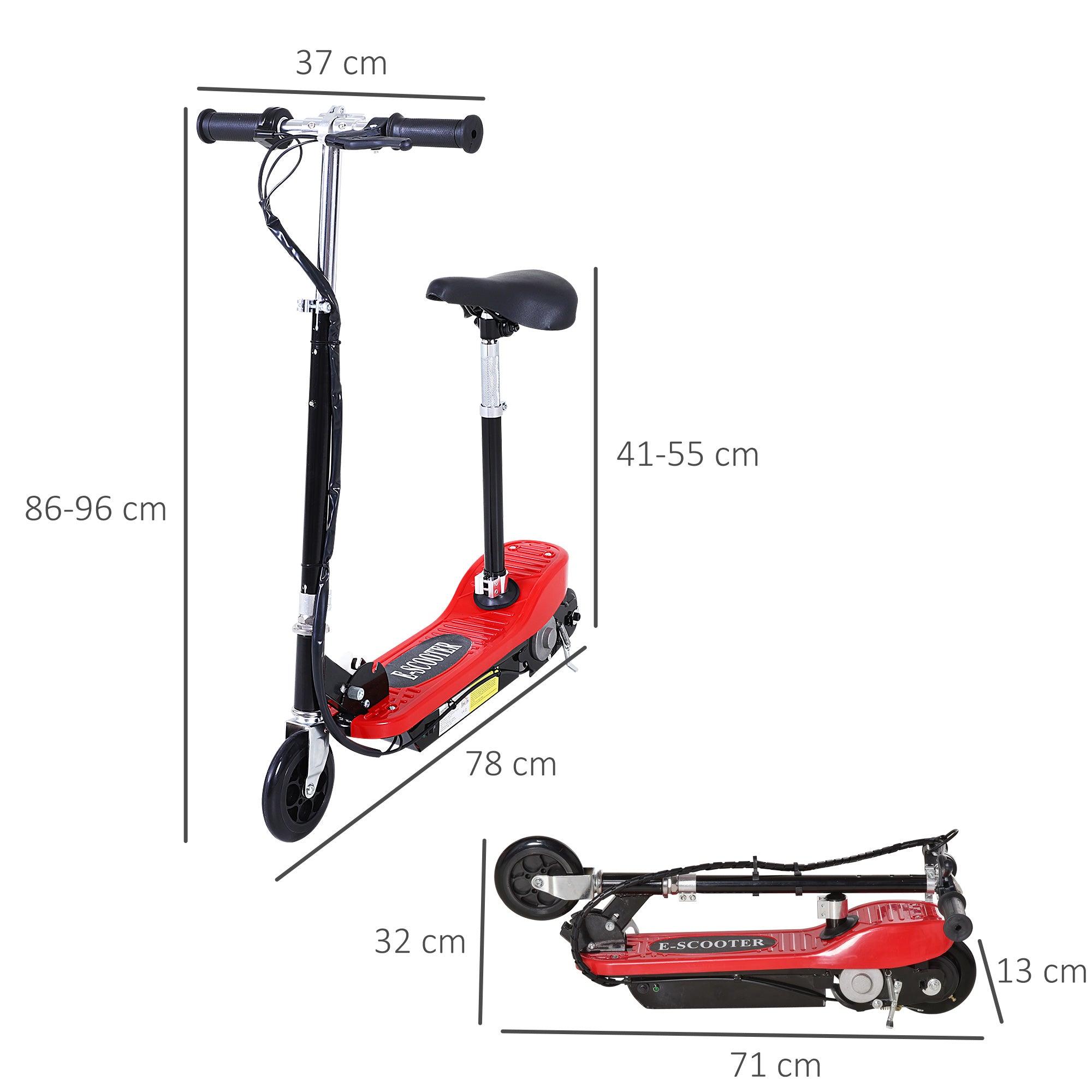 HOMCOM Outdoor Ride On Powered Scooter 120W Motor Bike 2 x 12V Battery - Red 