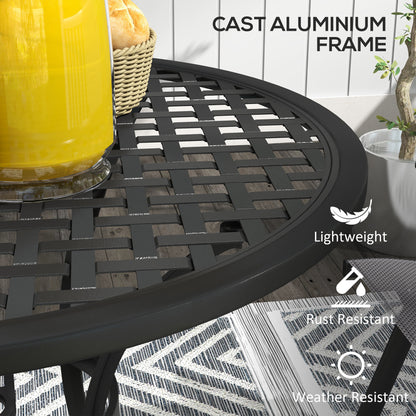 Outsunny Round Aluminium Table, with \'e2\'8c\'8050mm Parasol Hole