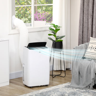 HOMCOM 14000 BTU Air Conditioning Unit, 3-in-1 Portable Air Conditioner, Dehumidifier, Cooling Fan with 3 Speeds, Remote Control, LED Display, 24H Timer, Window Venting Kit, Children Lock, 40m\'c2\'b2 