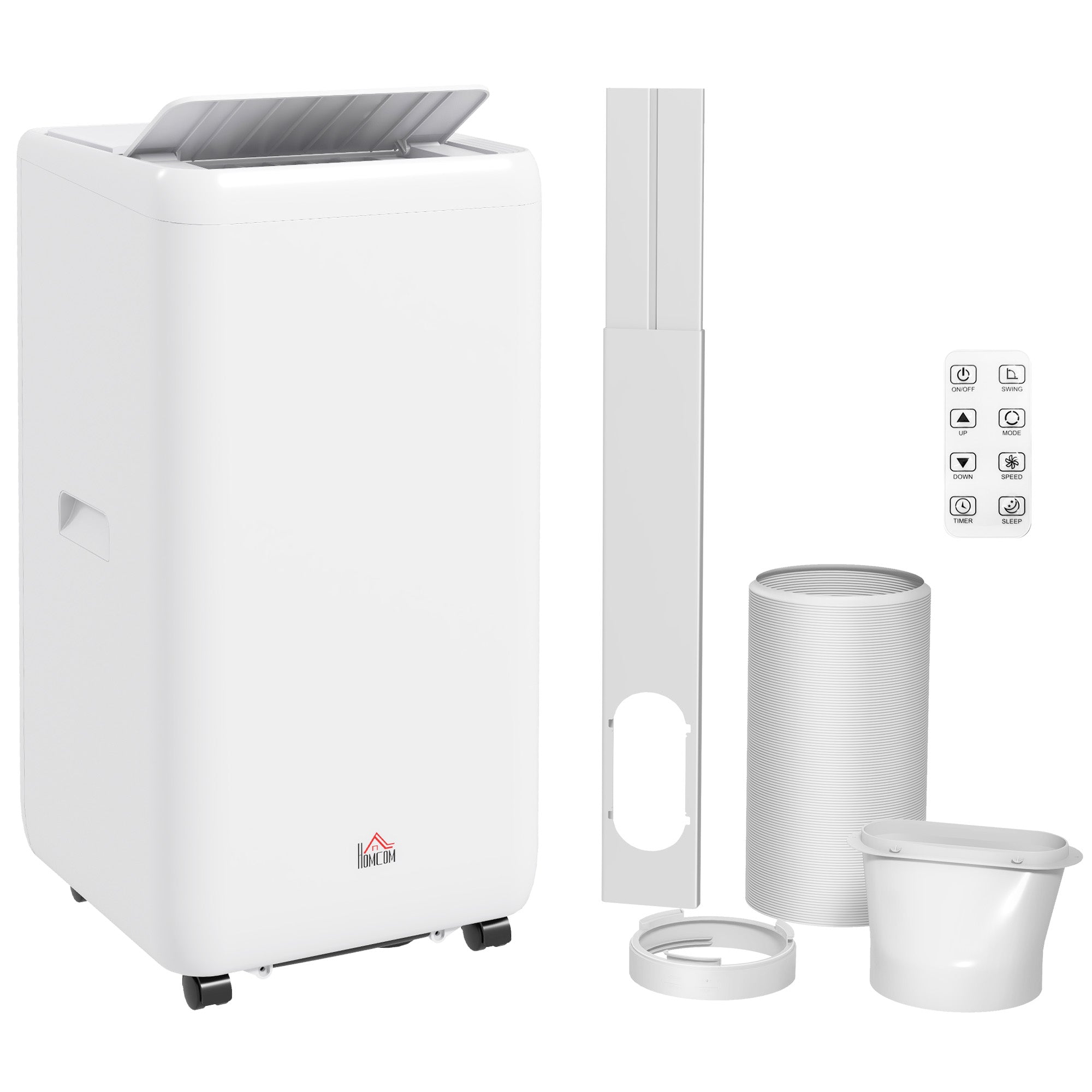 HOMCOM 12000 BTU Mobile Air Conditioner for Room up to 28m\'c2\'b2, with Dehumidifier, Auto & Sleep Mode, 24H Timer, Wheels
