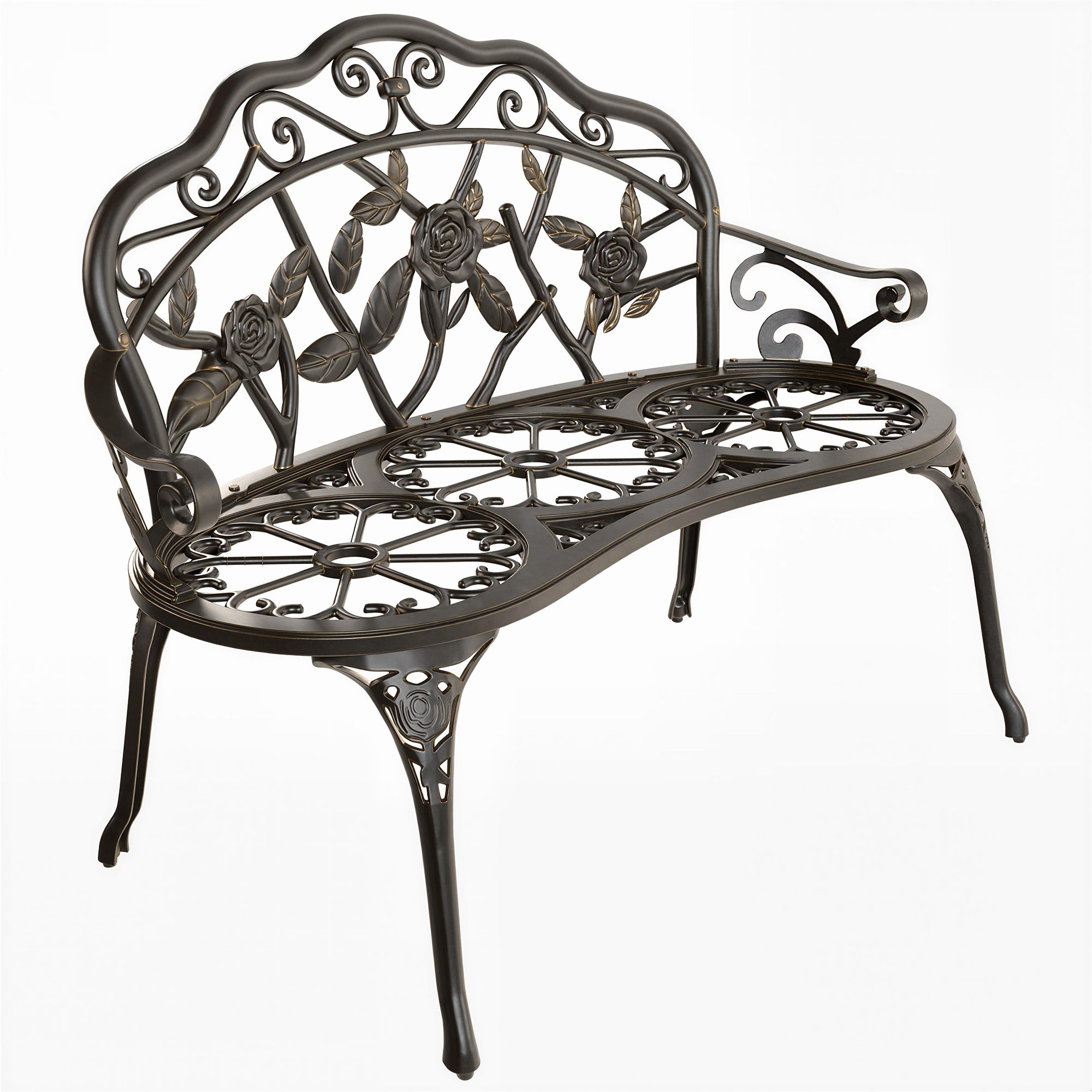 Outsunny Cast Aluminium Garden Bench - Bronze Tone 