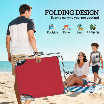 Outsunny Outdoor Foldable Sun Lounger Set of 2, 4 Level Adjustable Backrest Reclining Sun Lounger Chair with Angle 