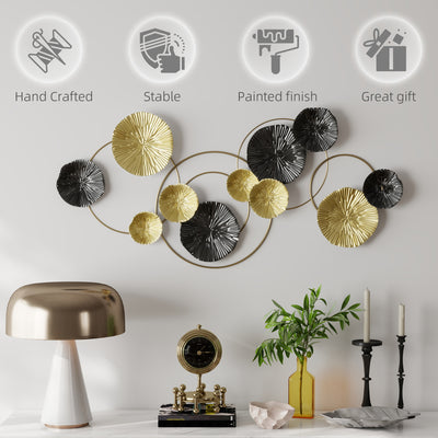 HOMCOM Metal Wall Art, Modern Hanging Wall Decor with Multi-Disc Design for Living Room 