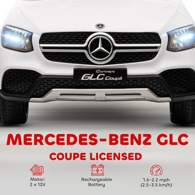 AIYAPLAY Mercedes-Benz GLC Licensed Kids Ride on Car with Remote Control, Soft Start, MP3, LED Headlights, White 
