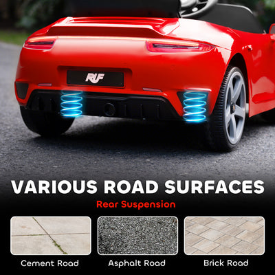 AIYAPLAY Kids Electric Car, 12V Licensed RUF GT Ride on Car with Suspension, Remote Control, Music, for 3-5 Years, Red 