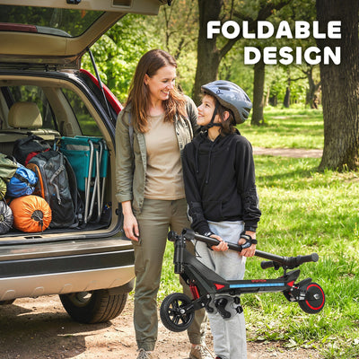 SPORTNOW Electric Scooter for Kids, Foldable E Scooter for Age Age 6+ with LED Display, RGB lights, Up to 16km/h, Black 