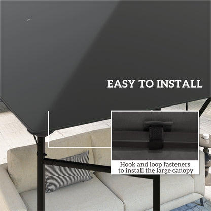 Outsunny 3 x 3(m) Gazebo Canopy Replacement Cover, Garden Gazebo Roof Replacement with Drain Holes, Water Resistant PVC Coating, 370g/\'e3\'8e\'a1, UPF30+, TOP COVER ONLY, Grey