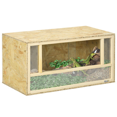 PawHut Reptile Terrarium Vivarium Habitat w/ Transparent Sliding Doors, Breathable Mesh, for Lizards, Horned Frogs, Snakes and Chameleons, 80 x 40 x 40 cm 