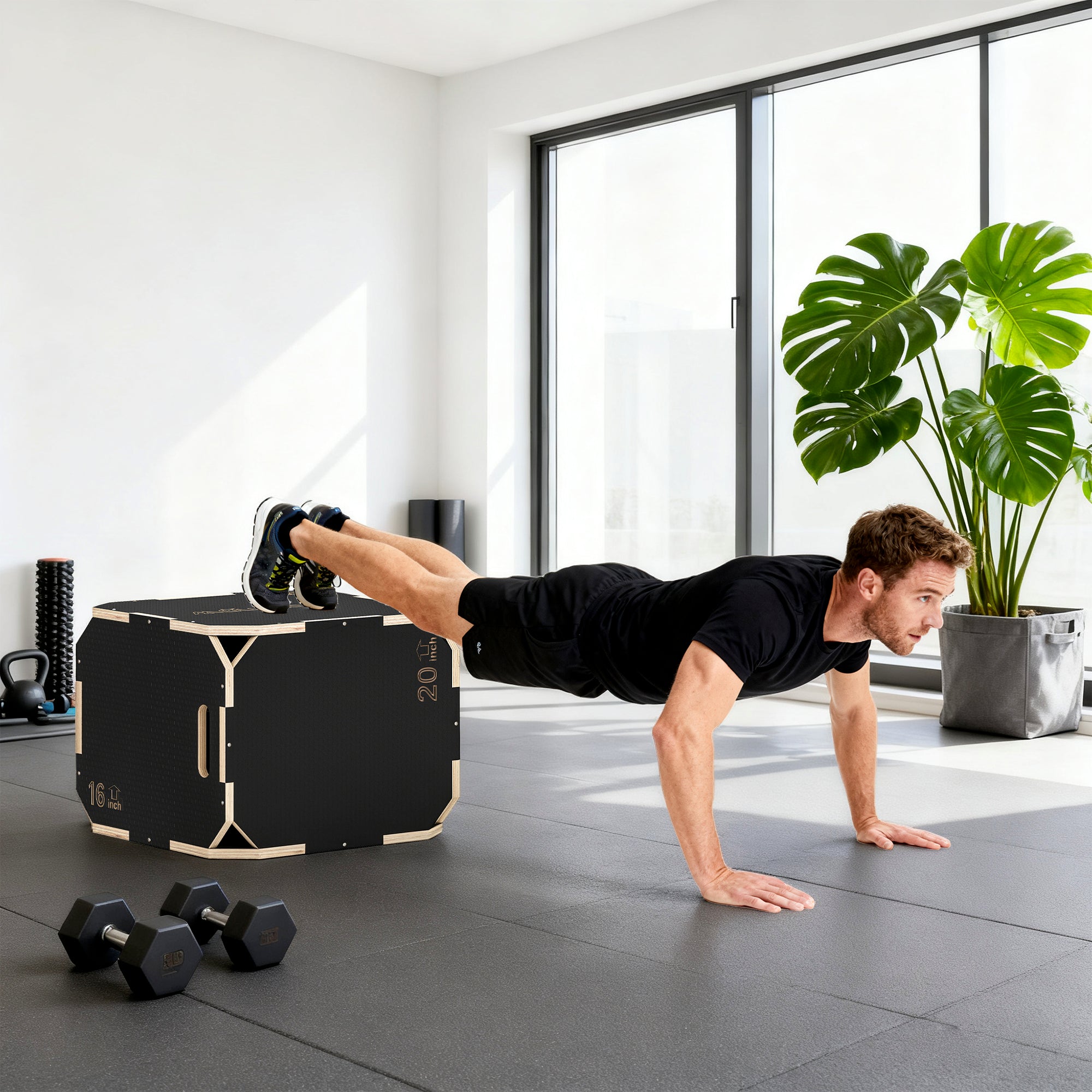 SPORTNOW Non-Slip Plyo Box, Corner-free Wooden Jump Box, 41 x 51 x 48 cm 