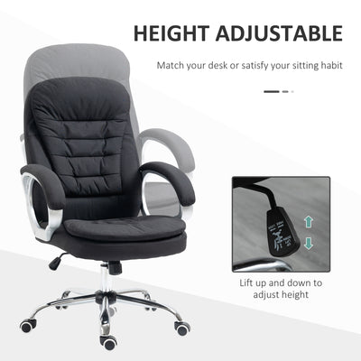 Vinsetto Executive Office Chair Task Chair for Home with Arm, Swivel Wheels, Linen Fabric, Black 