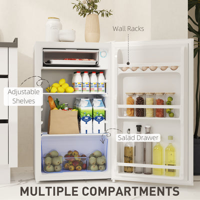 HOMCOM 91L Freestanding Under-Counter Fridge with Lock - White 