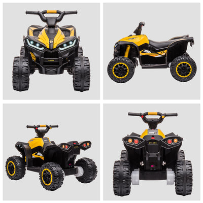 HOMCOM 12V Ride-On Quad Bike w/ Music, Horn, for Ages 3+ Years - Yellow 