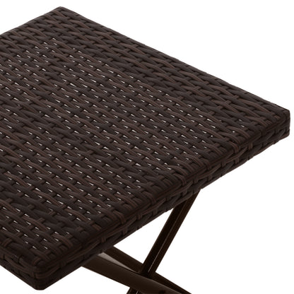 Outsunny Folding Rattan Garden Coffee Table, Small Square Outdoor Bistro Side Table with Rattan Top for Patio, Balcony, Porch, 40 x 40 x 40 cm, Brown 