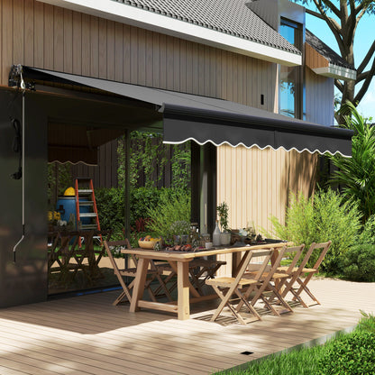 Outsunny 3 x 2.5m Electric Awning with Remote Controller, Aluminium Frame DIY Retractable Awning, UV30+ Sun Shade Canopy for Garden Patio Deck Door Window, Dark Grey 