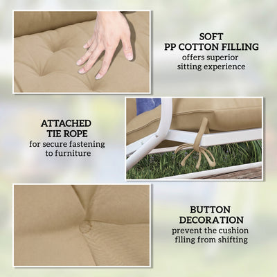 Outsunny Garden Bench Cushion, 2 Seater Swing Chair Cushion, Seat Pad with Ties for Indoor and Outdoor Use, 110 x 120 cm 