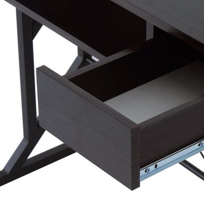 HOMCOM Computer Desk with Display Stand, Sliding Keyboard Tray Drawer and Host Box Shelf Home Office Workstation Dark Brown 
