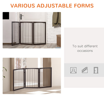 PawHut 3 Panel Stair Gate Foldable Dog Door Gate Indoor Free Standing Safety Gate Pet Barrier 76cm Height 