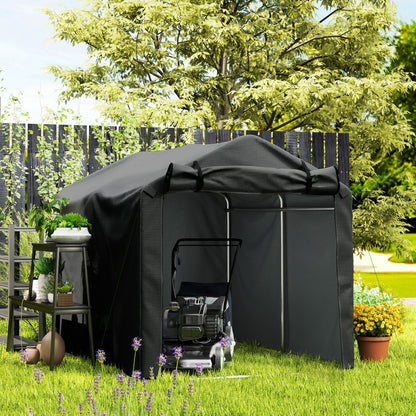 Outsunny 2.2 x 1.6 m Garden Storage Tent, Waterproof Anti-UV Bike Tent with Roll-up Zipper Door, Galvanised Outdoor Storage Shelter Carport for Bike, Motorbike, Garden Tools, Black 