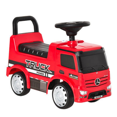 HOMCOM Compatible Kids Ride On Car Truck Mercedes Benz Licensed Toddler Foot To Floor Slider w/Under Seat Storage for 12 - 36 Months Red 