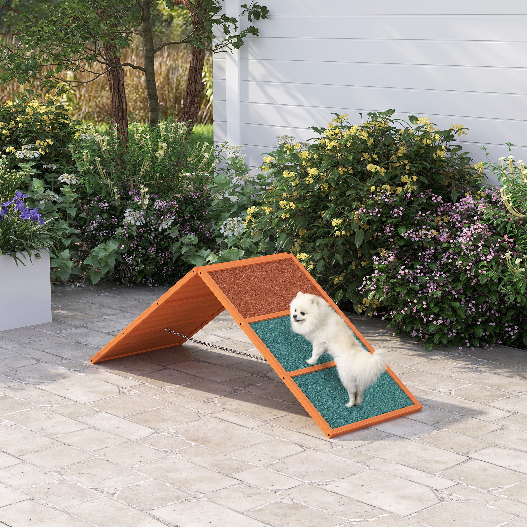 PawHut Dog Agility Equipment, Dog Playground Equipment with Non-slip Surface, A-frame, Agility Ramp for All Breeds, Orange 