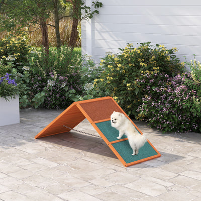 PawHut Dog Agility Equipment, Dog Playground Equipment with Non-slip Surface, A-frame, Agility Ramp for All Breeds, Orange 