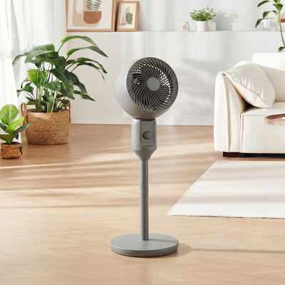 HOMCOM Air Circulator Fan Pedestal Cooling Fan with 3 Speed and Carry Handle, 9 Inch, Grey 