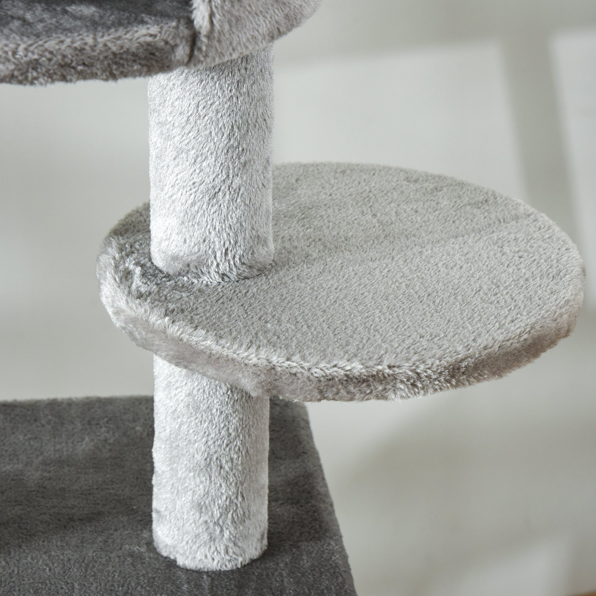 PawHut 255cm Floor To Ceiling Cat Tree for Indoor Cats Climber Scratching Post Adjustable Height Play Tower Removable Cover Grey 