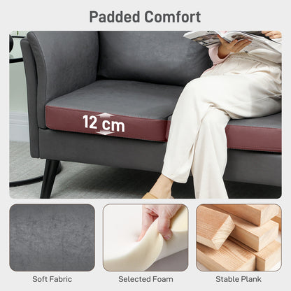 HOMCOM Two-Seater Leathaire Sofa - Grey