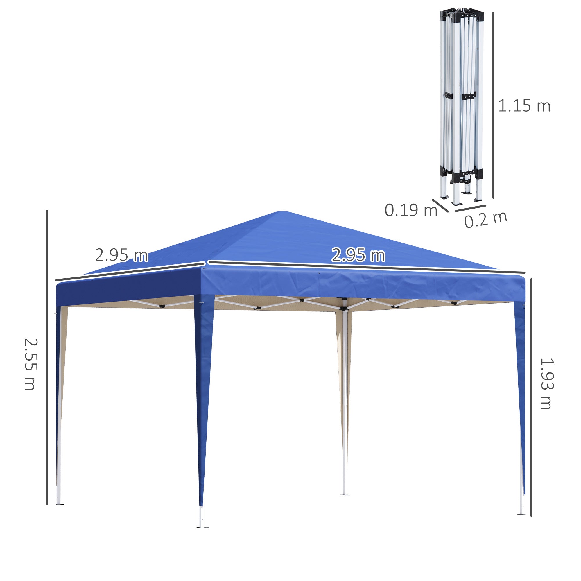 Outsunny 3 x 3M Garden Pop Up Gazebo Height Adjustable Marquee Party Tent Wedding Canopy with Carrying Bag, Blue 