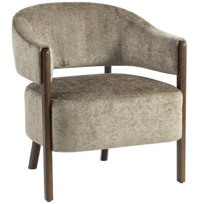 HOMCOM Accent Chair, Upholstered Tub Chair with Solid Wood Frame and Legs, Light Brown 