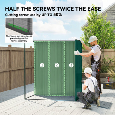 Outsunny 5 x 3.5ft Metal Garden Storage Shed with Effortless Assembly and 2 Pairs of Gloves, Waterproof Outdoor Shed, Green 