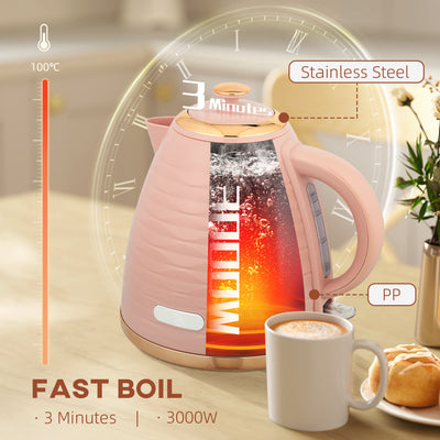 HOMCOM 3kW Rapid Boil Honeycomb Kettle - Pink 