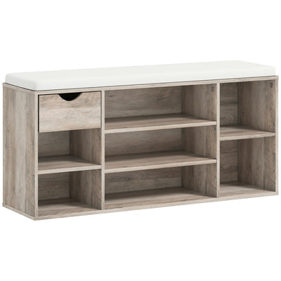 HOMCOM Shoe Storage Bench with Cushion - Grey 