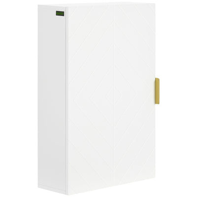 kleankin Bathroom Wall Cabinet, Over Toilet Storage Cupboard with Adjustable Shelves for Hallway, Living Room, White 