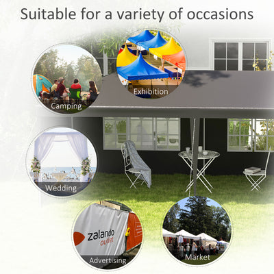 Outsunny 6 x 3 m Party Tent Gazebo Marquee Outdoor Patio Canopy Shelter with Windows and Side Panels Dark Grey 