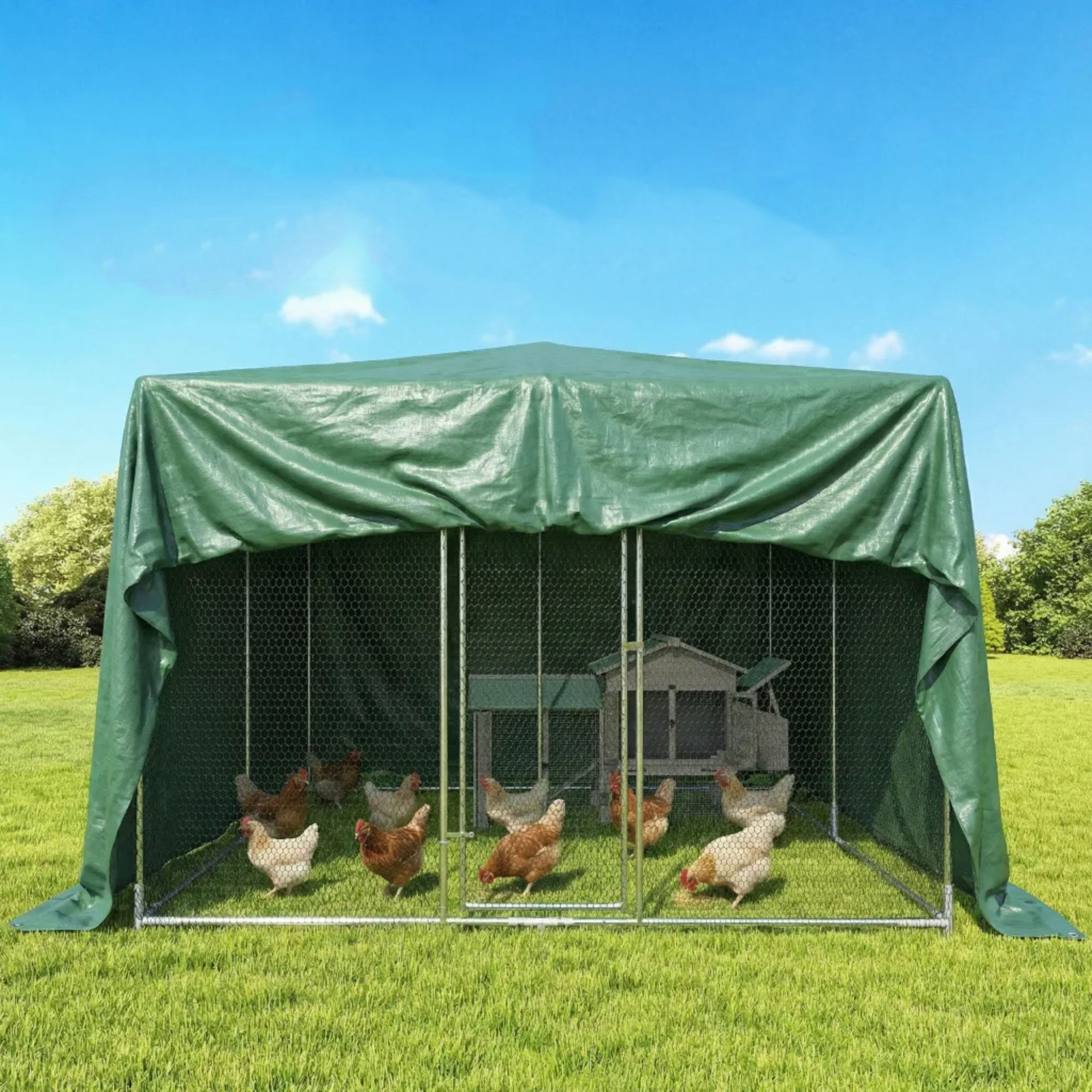 Outsunny 4 x 6m Waterproof Tarpaulin, 90GSM Tear-Resistant PE Tarp with Reinforced Grommets, UV Protected Cover 