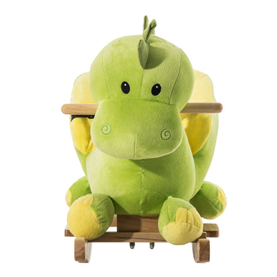 HOMCOM Kids Rocking Horse, Plush Ride-On Dinosaur Seat, with Seat Safety Belt, 32 Songs, Ride-On Horse 