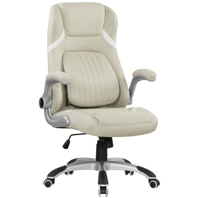 Vinsetto Linen-Look Office Chair, with Adjustable Height and Tension - Beige 