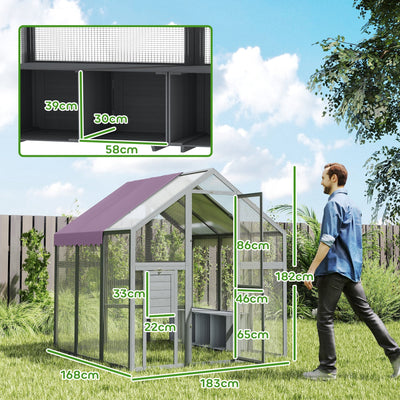 PawHut Large Walk In Chicken Run with Waterproof & Anti-UV Cover, for 6-8 Chickens, for Garden, Farm, 5.5' x 6' x 6' 