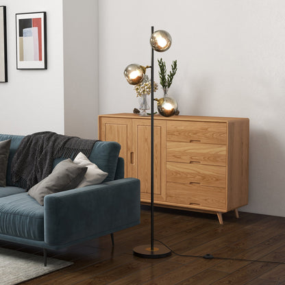 HOMCOM Tree Floor Lamp for Living Room Bedroom with 3 Light, Modern Standing Lamp, (Bulb not Included), 162cm, Grey 