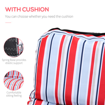 Outsunny Set of 2 Garden Sun Lounger Outdoor Reclining Seat Cushioned Seat Foldable Adjustable Recliner Red and White 