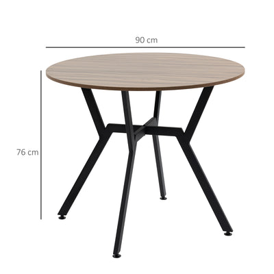 HOMCOM Dining Room Table with Black Legs Anti-slip Foot Pads for Living Room Dining Room 90 x 76 cm Brown 