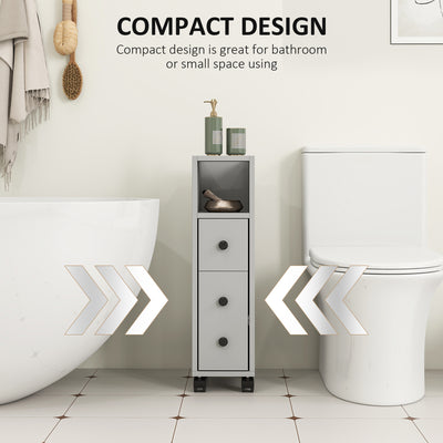 kleankin Slimline Bathroom Storage Cabinet - Grey 