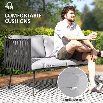Outsunny 4-Piece Garden Furniture Set with Cushions - Light Grey 