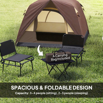 Outsunny 3-4 Person Camping Tent, Easy Set Up 3-4 Man Tent w/ Sewn-in Groundsheet, Waterproof Dome Tent w/ Mesh Windows, Brown 