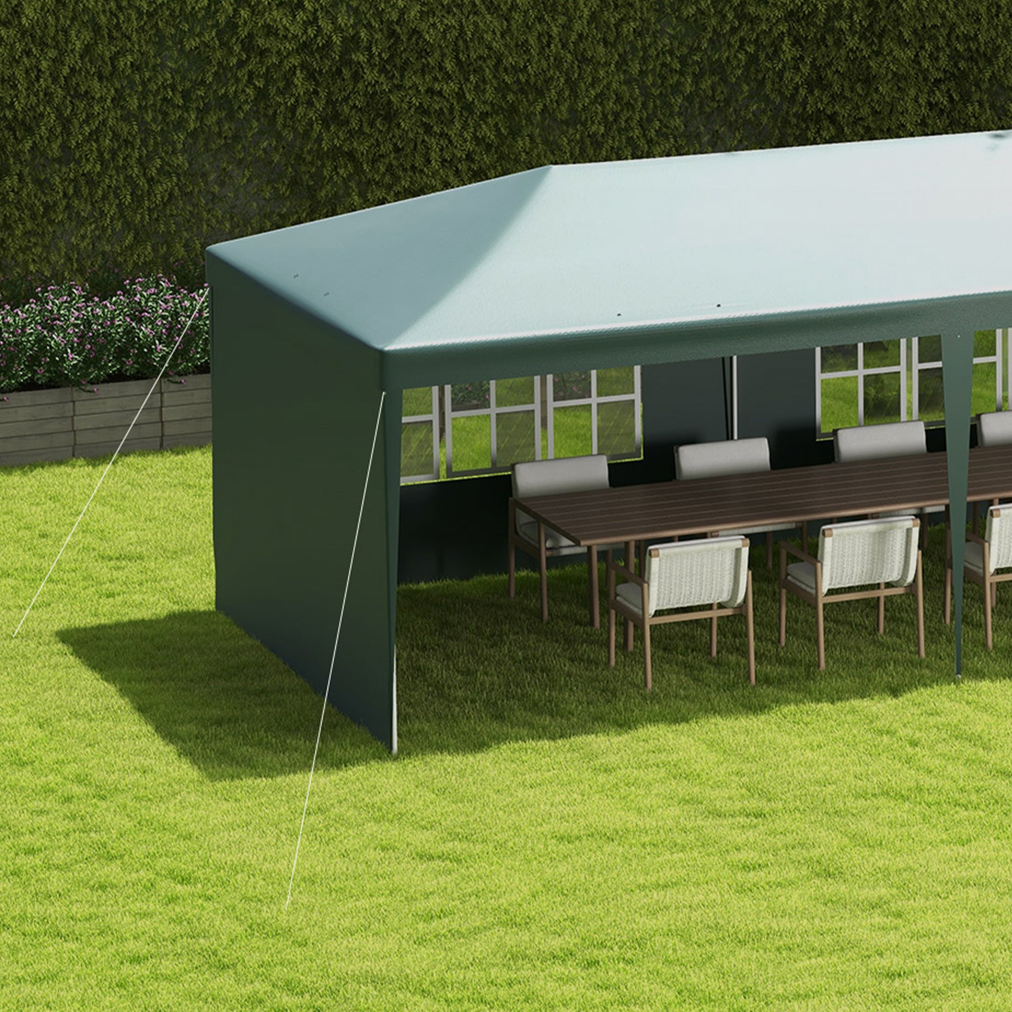 Outsunny Garden Gazebo Marquee Party Wedding Tent Canopy (9m x 3m) - Green 